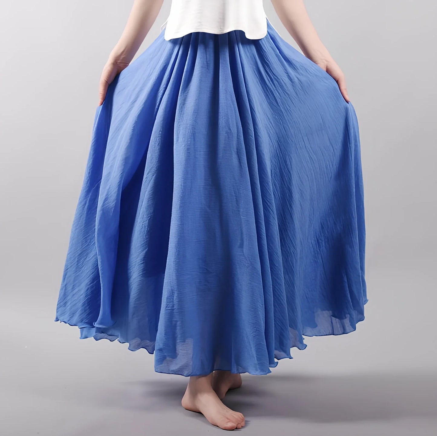 Women's cotton-linen blend A-line summer skirt with big pendulum design in various colours