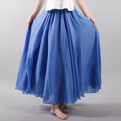 Women's cotton-linen blend A-line summer skirt with big pendulum design in various colours