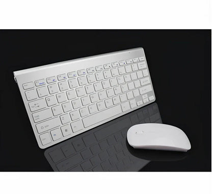 Wireless keyboard and mouse combo set in silver colour with USB receiver