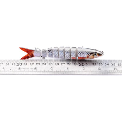 Multi-jointed pike fishing lure with steel ball weight system for enhanced throwing distance