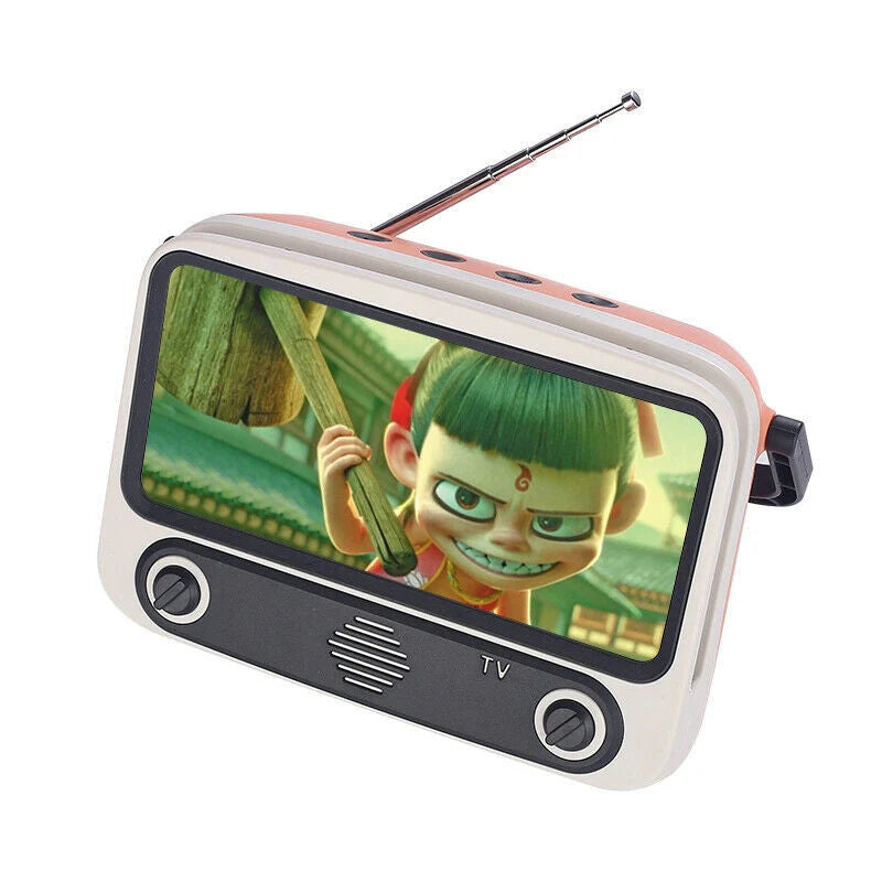 Retro TV card Bluetooth speaker with phone holder in various colors