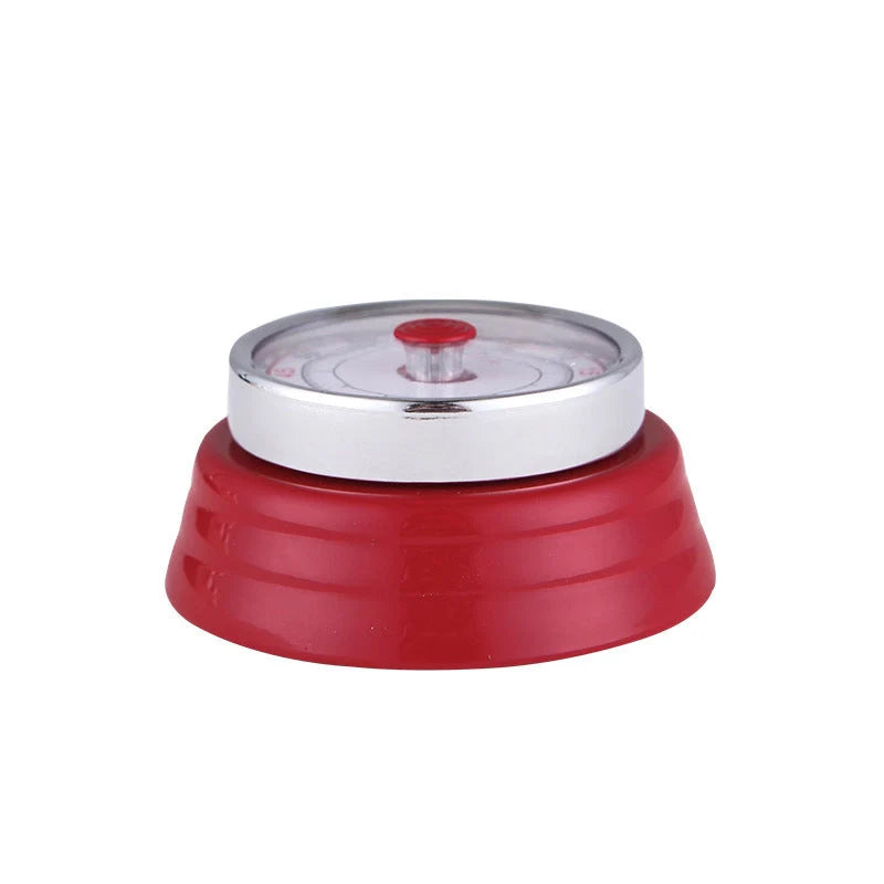 Stainless steel mechanical kitchen timer with magnet and visual red dial