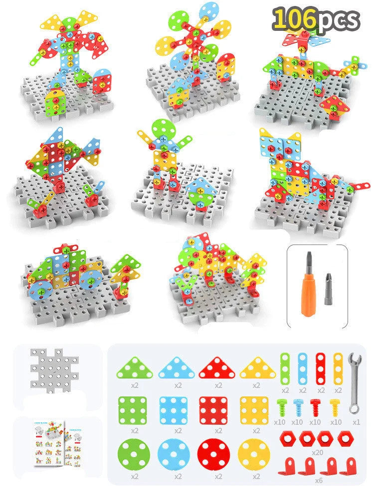 Creative Building Kits Educational Blocks Sets with safe plastic power drill for children