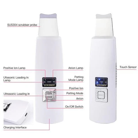 Ultrasonic Skin Scrubber for deep facial cleansing and acne removal