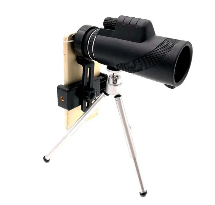 Black HD 40x60 monocular telescope for mobile phones with 40X magnification and waterproof design