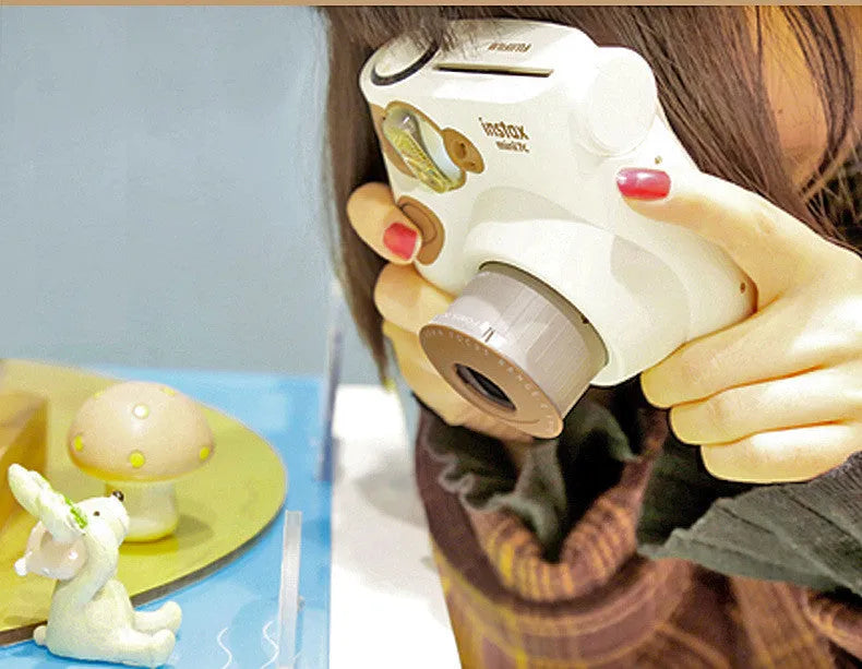 Mini 7s upgrade instant camera in coffee colour with telescopic lens