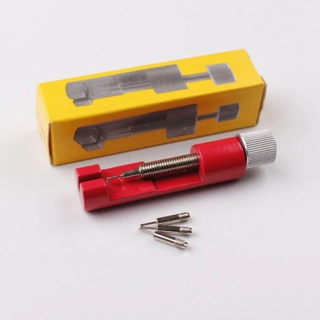 Metal watch strap adjustment tool with thimbles for easy at-home strap fitting