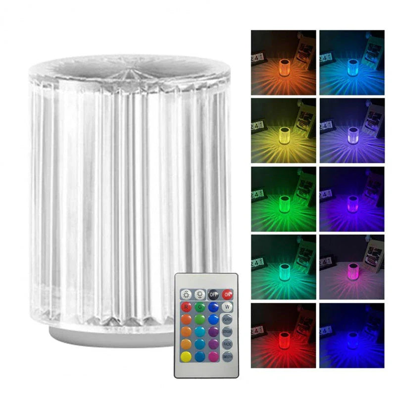 Acrylic desk lamp with remote-controlled RGB lighting, versatile for home or office use