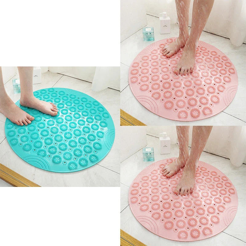 Textured Surface Round Shower Mat with Massage Texture, Non-Slip Suction Cups, and Drainage Holes for Kiwi Bathrooms