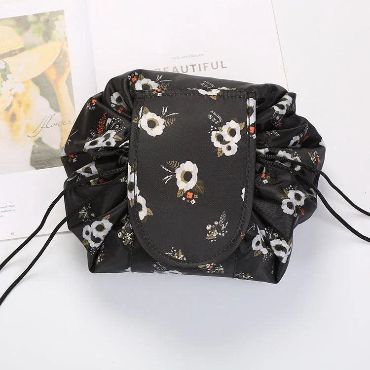 Animal print large capacity drawstring cosmetic storage bag with waterproof oxford cloth