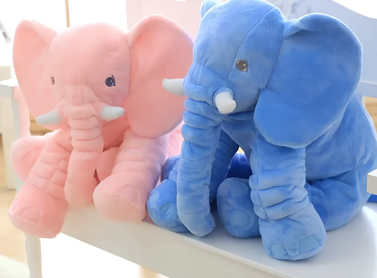 Soft 60cm grey elephant plush toy pillow with PP cotton filling for children's calming, in various colours like blue and pink