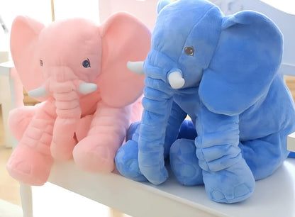 Soft 60cm grey elephant plush toy pillow with PP cotton filling for children's calming, in various colours like blue and pink