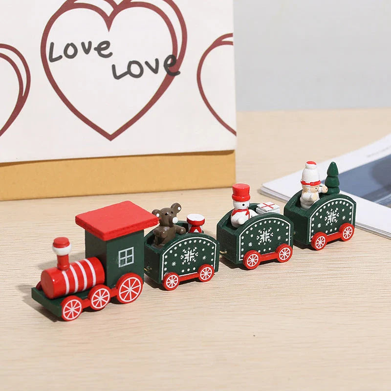 Wooden Christmas train set in various colours for festive decor