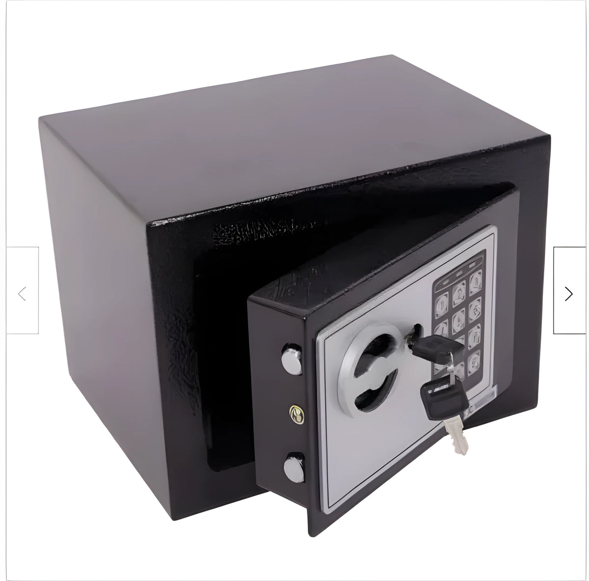 Mini office safe with password lock, steel construction, 230x170x170mm, black finish, surface spray treatment