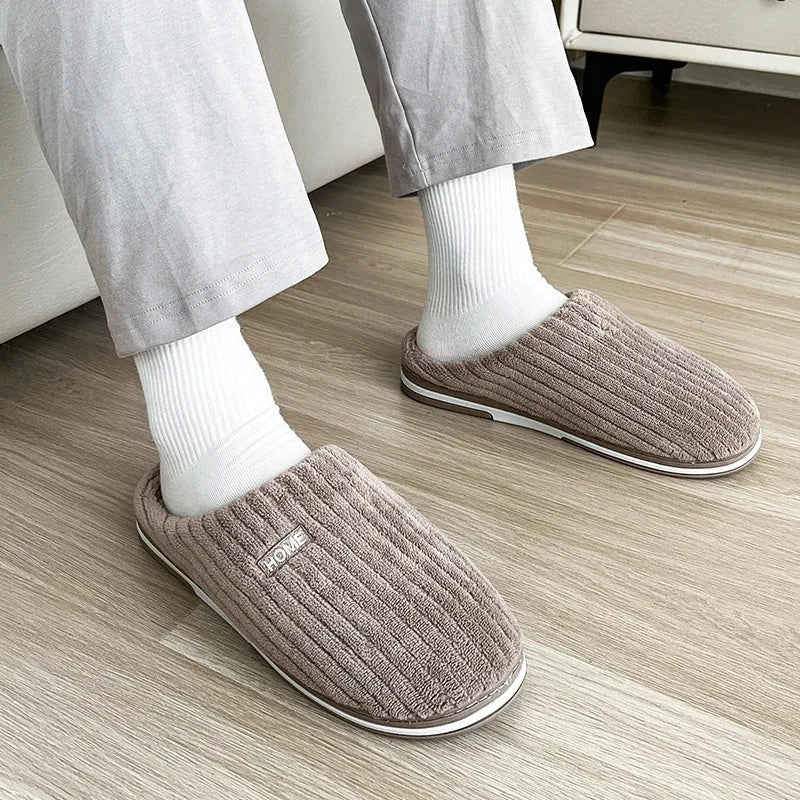 Cozy plush slippers with soft lining and non-slip outsole for indoor and light outdoor use