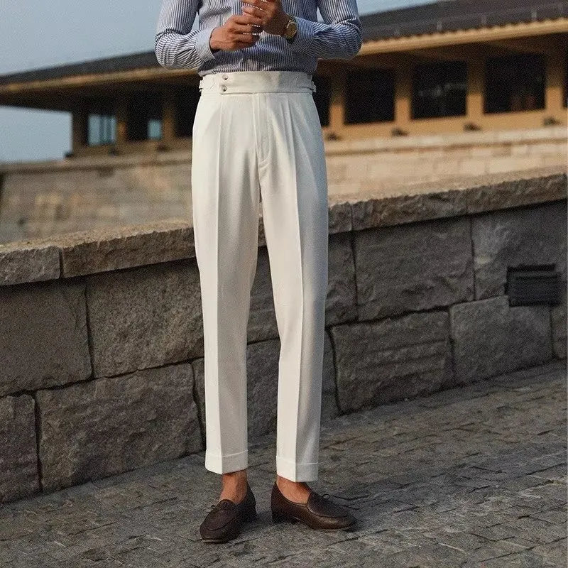Men's slim fit suit trousers in straight cut style for business formal wear