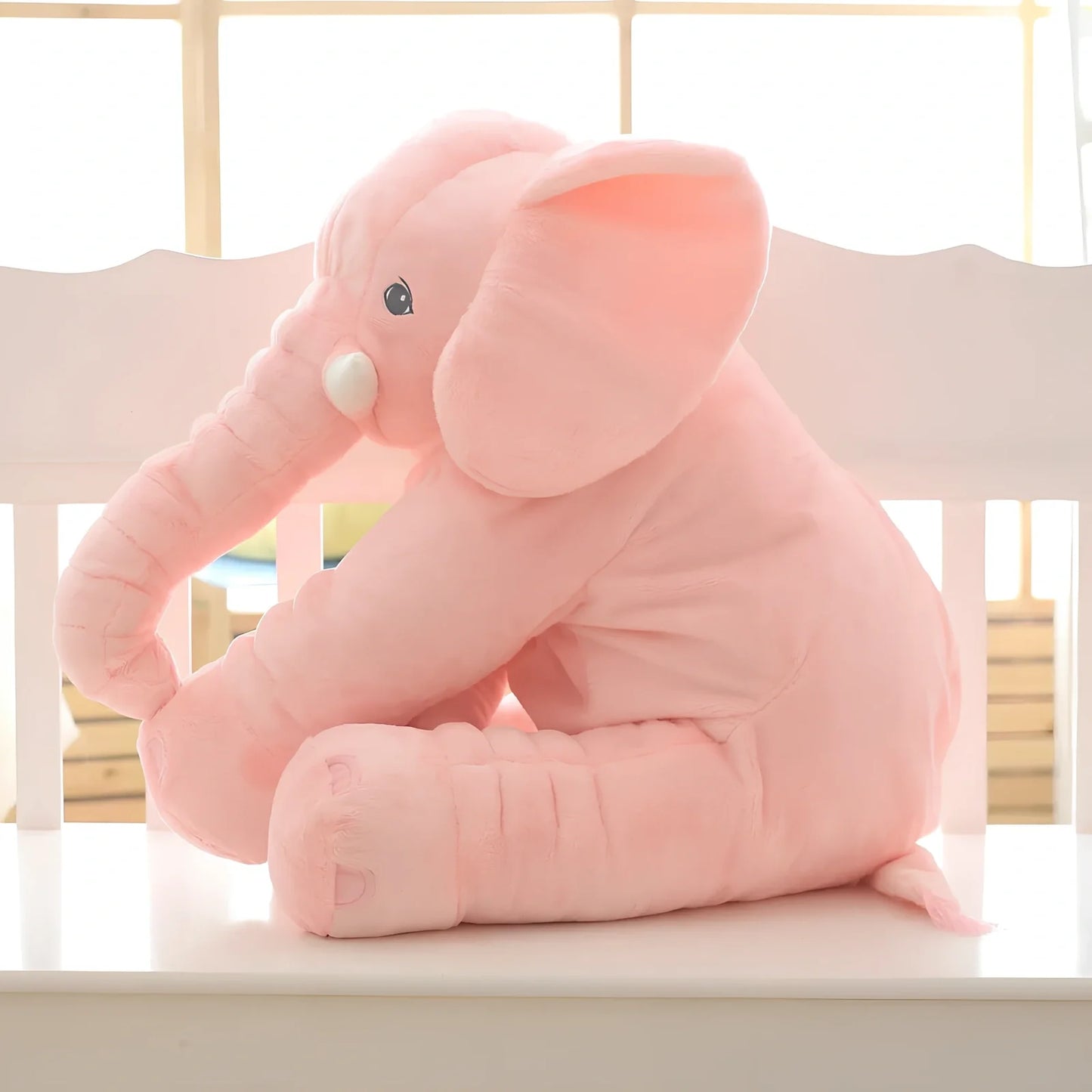 Soft 60cm grey elephant plush toy pillow with PP cotton filling for children's calming, in various colours like blue and pink