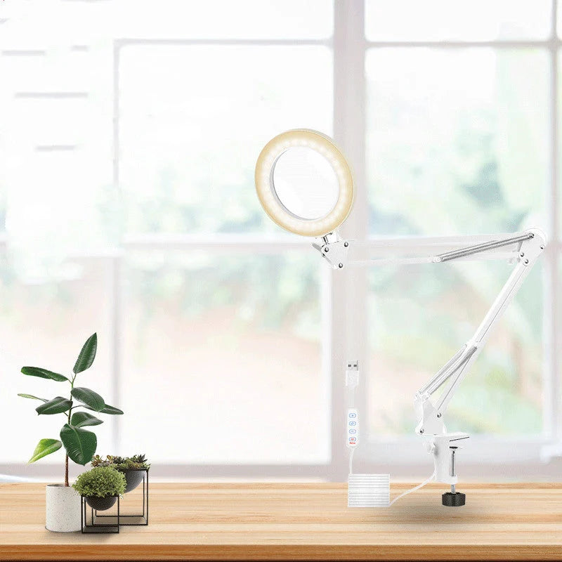USB Magnifier LED Soldering Magnifying Glass with adjustable brightness and heavy round base
