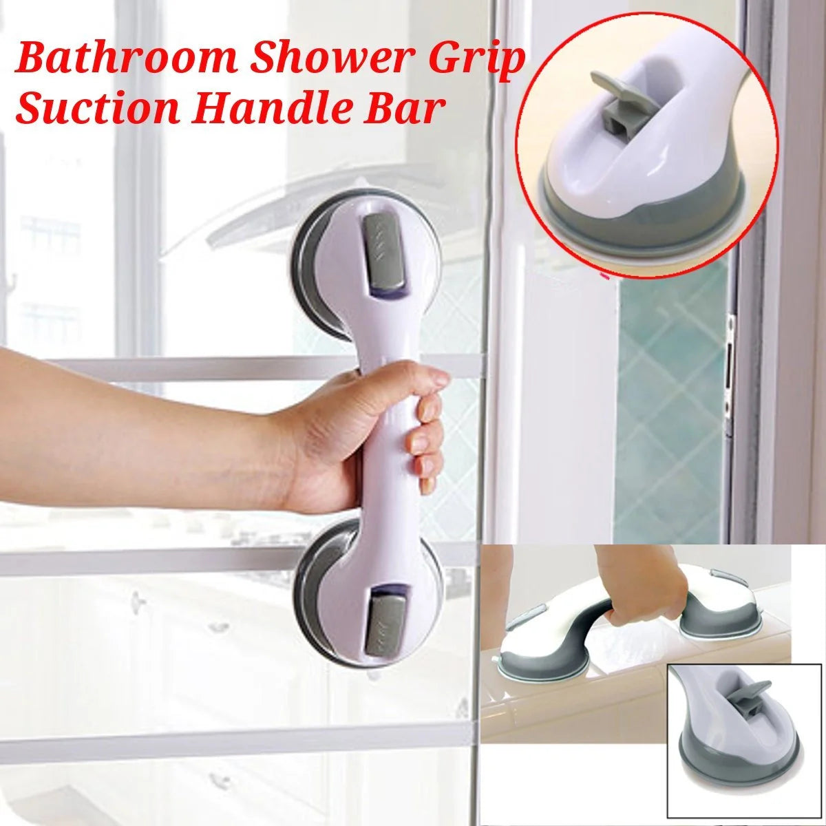 ABS suction cup bathroom handrail in green, blue, and purple for anti-slip safety