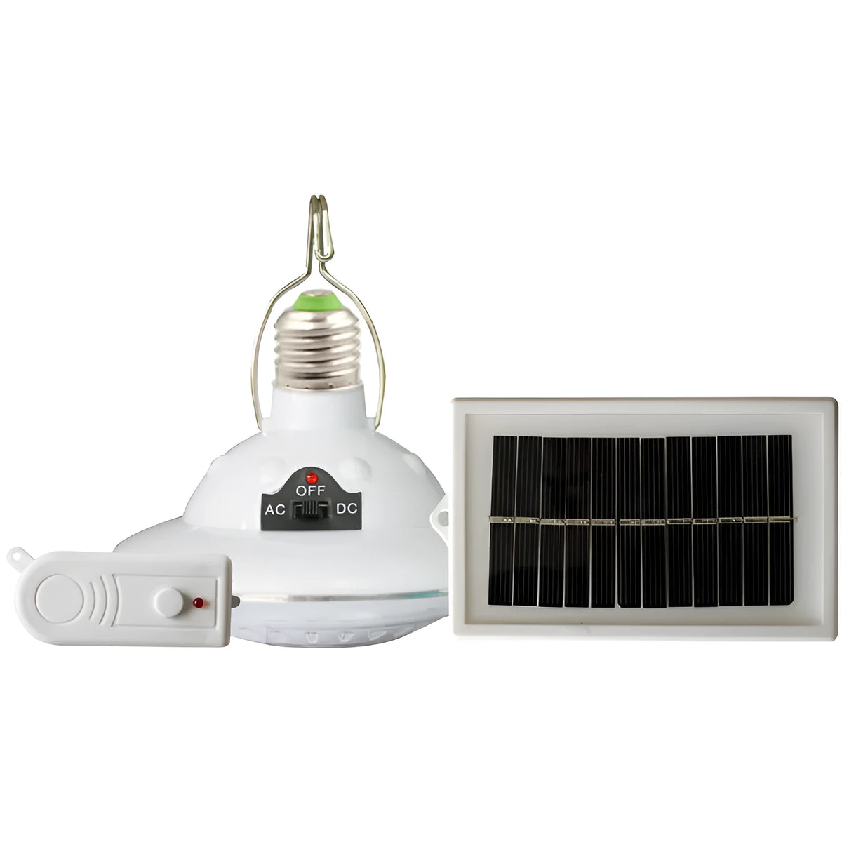 Solar-powered camping LED light with 10W polysilicon panel and 3-metre connecting wire, white colour