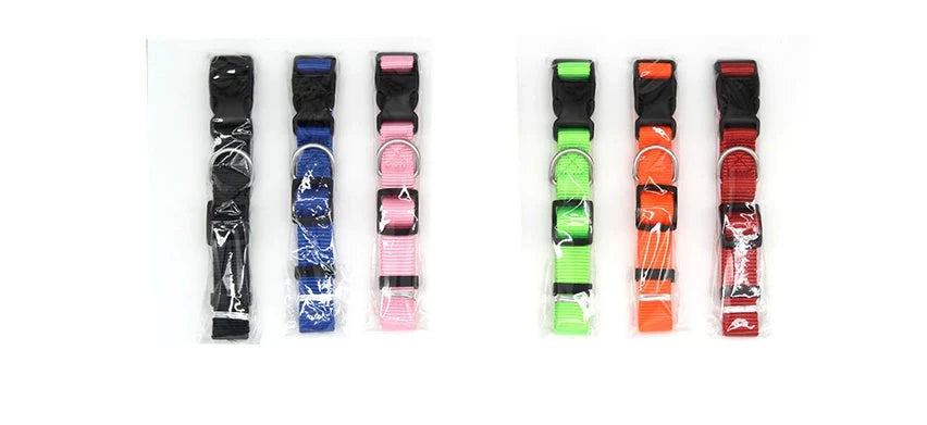 Soft nylon pet collar in various colours, adjustable for cats and dogs