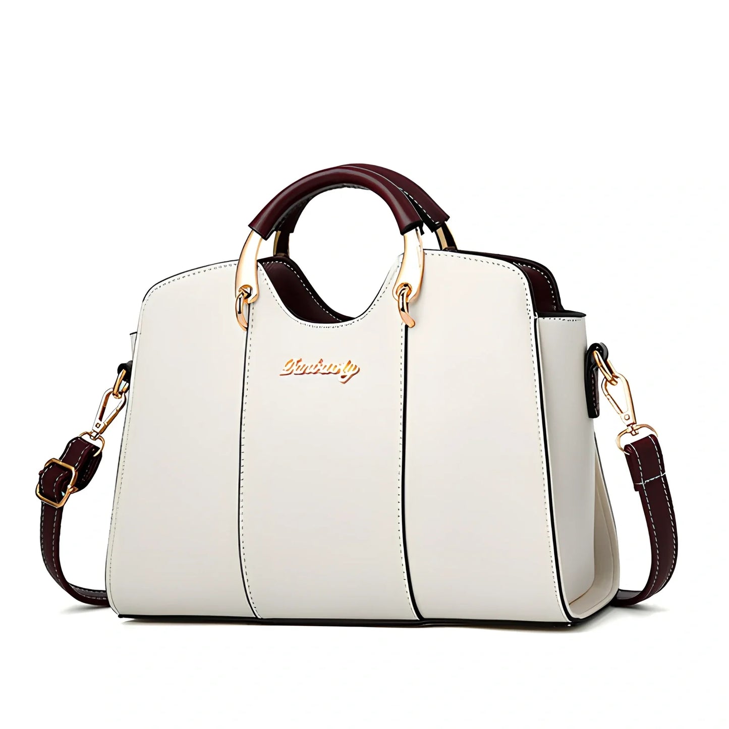 Women's shoulder bag with zipper closure measuring 28.5cm wide in wine red colour