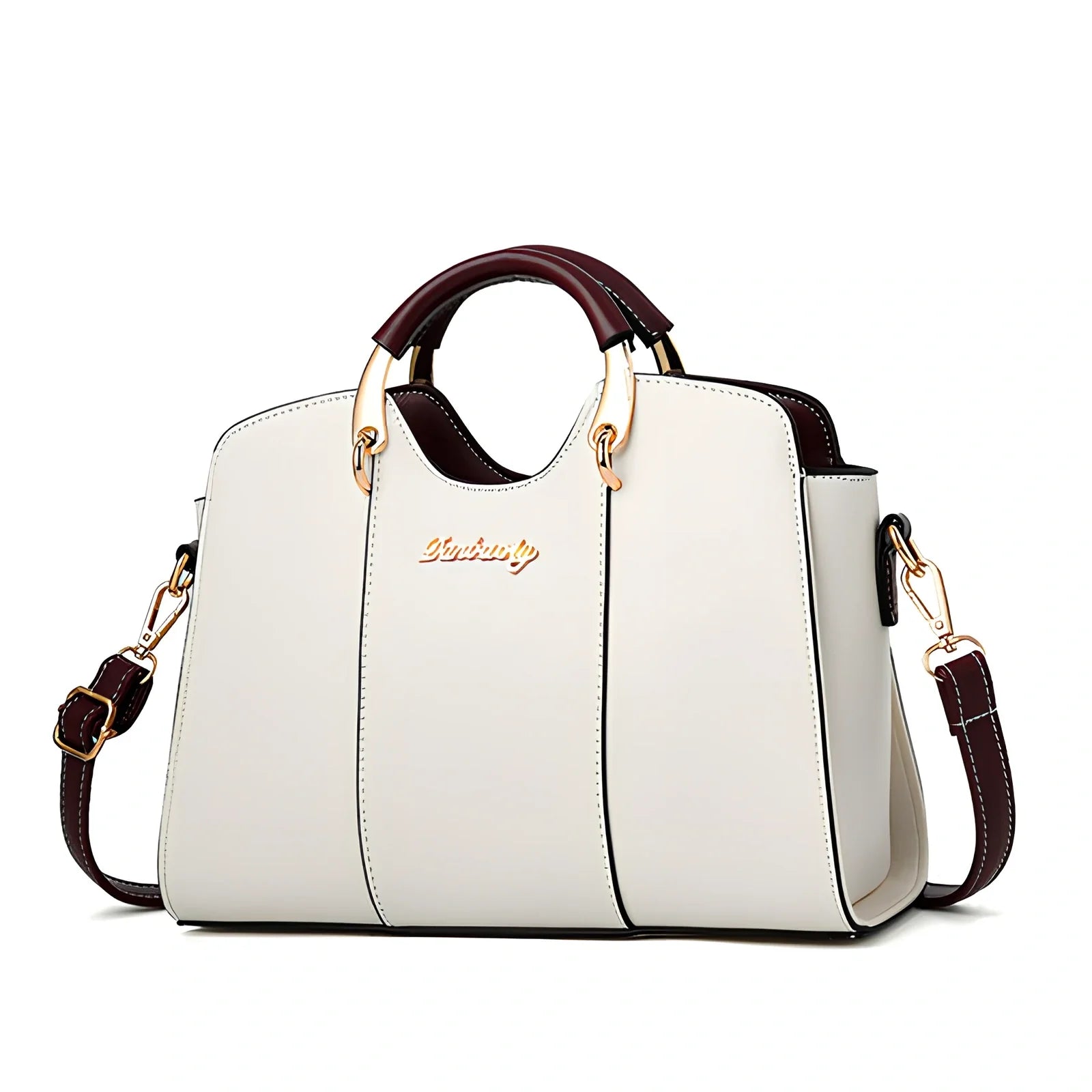 Women's shoulder bag with zipper closure measuring 28.5cm wide in wine red colour