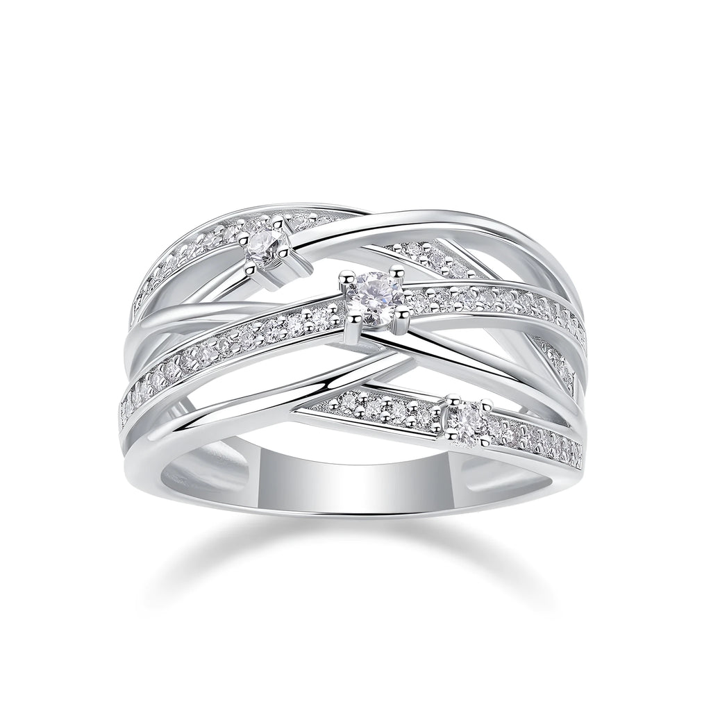 Diamond Shining moissanite wedding ring S925 silver platinum plated with GRA certificate in gift box