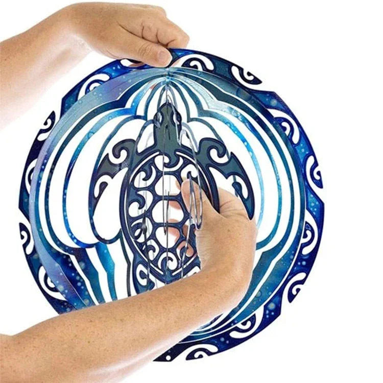 3D Ocean Blue Turtle Wind Chime hanging decor with sea turtle design
