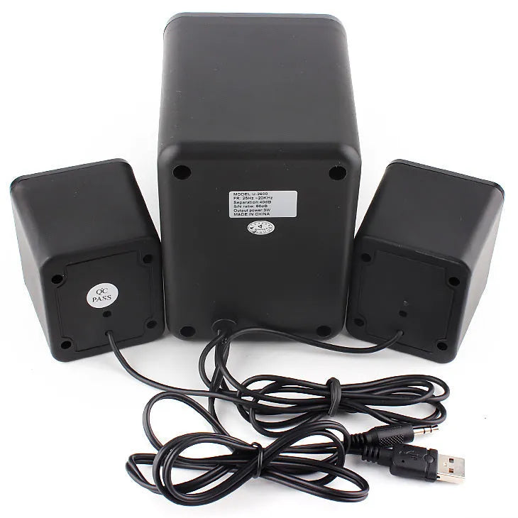 Green USB 2.1 computer speaker with colourful LED glow lights and a 150 cm connection cable.