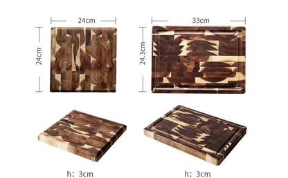 Solid wood cutting board in imported acacia for kitchen use