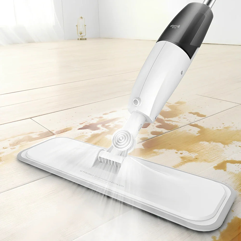 Xiaomi Deerma water spray floor mop with 360-degree rotation, 350ml reservoir, and 30cm microfibre head for efficient cleaning