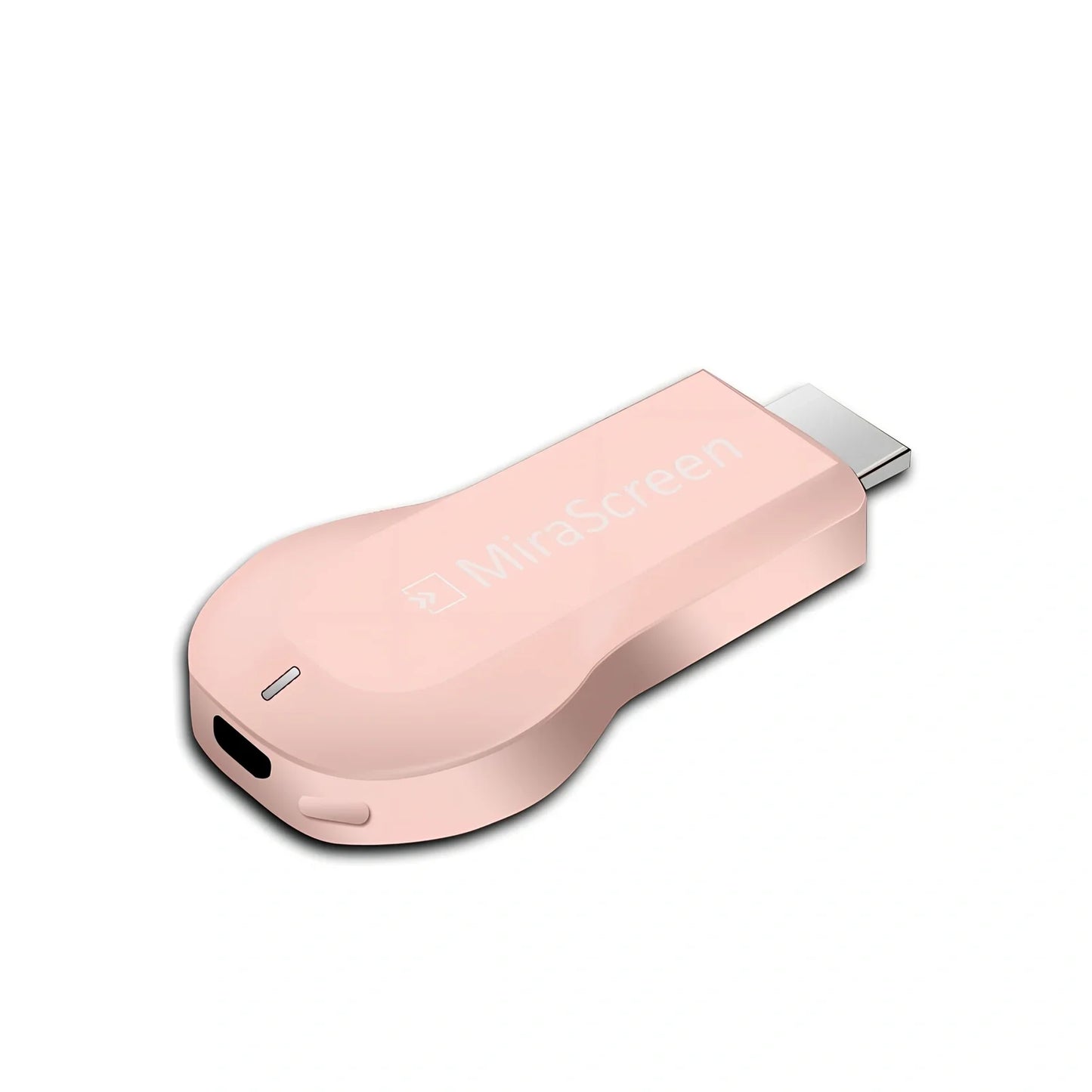 Compact 1080p wireless HDMI dongle in black, 6cm long with USB cable for TV streaming