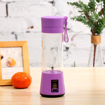 Portable Mini Electric Juicer in various colors with stainless steel blades