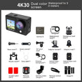 True 4K action camera with waterproof housing, ABS body, and dual-colour screen for outdoor sports