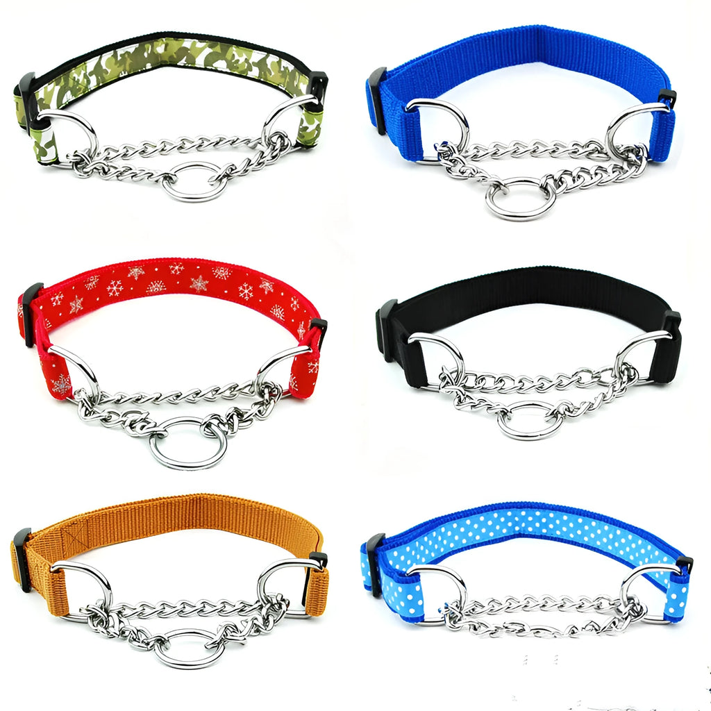 Large adjustable dog collar in blue with zinc alloy buckle, 2.5cm wide, polypropylene webbing