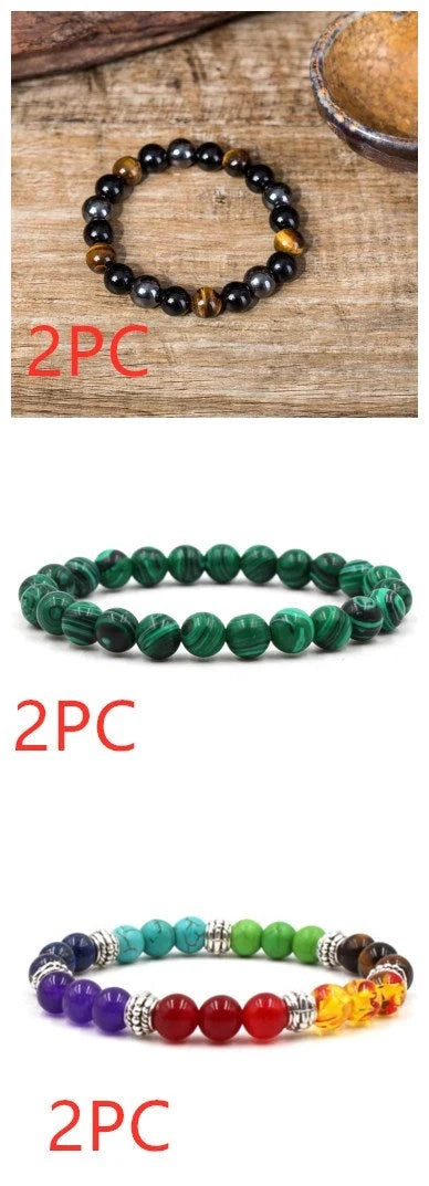 Classic black matte green malachite bracelets with unique textures, suitable for women and men.