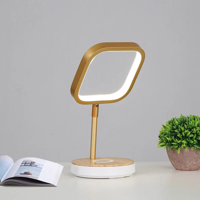 Wireless charging lamp with metal shade and LED lighting