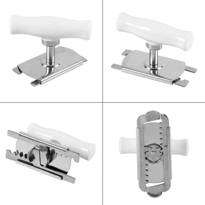 Adjustable stainless steel bottle opener with white PP handle