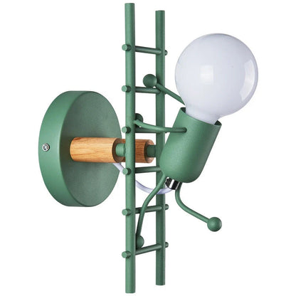 Retro LED wrought iron villain creative climbing stairs lights in black, green, and white