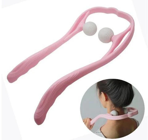Adjustable neck massager in pink, blue, and green for deep tissue relief