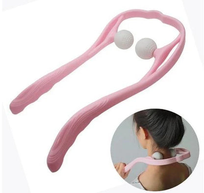 Adjustable neck massager in pink, blue, and green for deep tissue relief