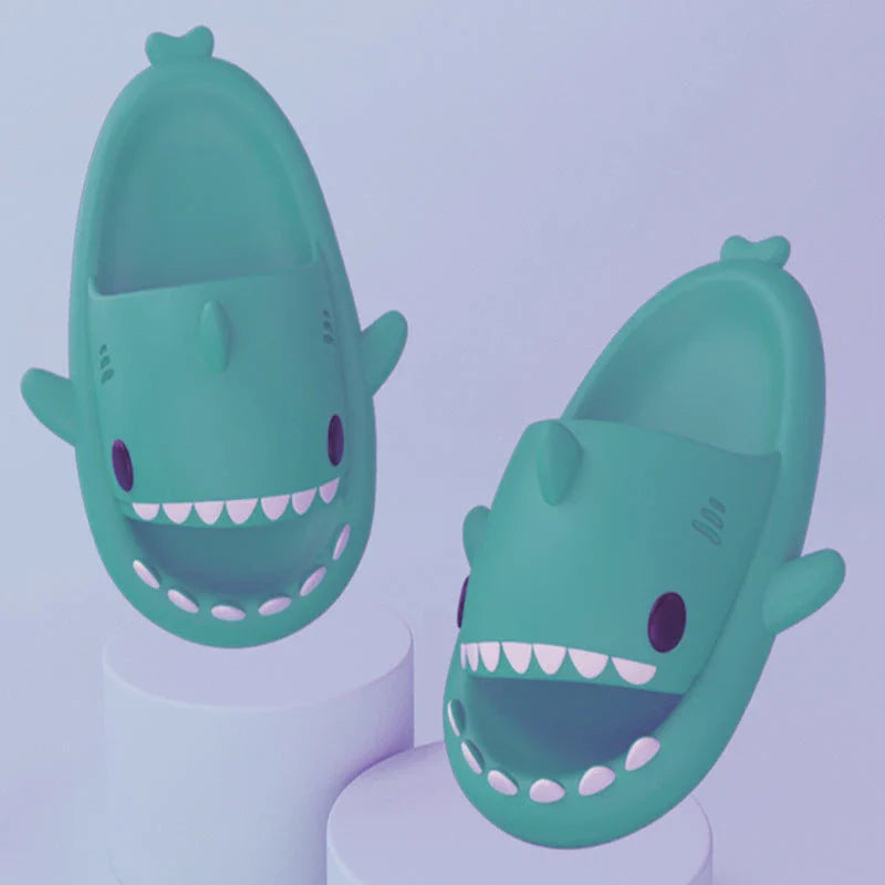 Cozy Shark Slippers with cartoon shark design, waterproof and anti-slip sole, and premium EVA material for comfort