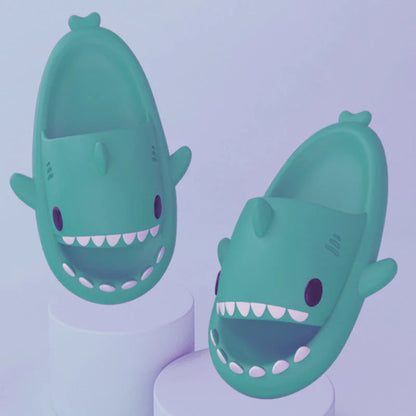 Cozy Shark Slippers with cartoon shark design, waterproof and anti-slip sole, and premium EVA material for comfort