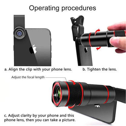 20x magnification cell phone telescope lens with anti-sidelight design for clear distant photography