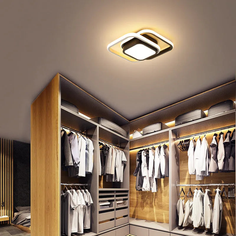 Modern Nordic geometric aluminium LED ceiling light in round and square shapes