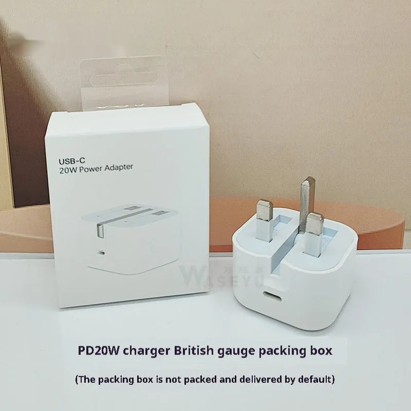20W PD fast charger with British standard plug and Type-C output port for mobile devices