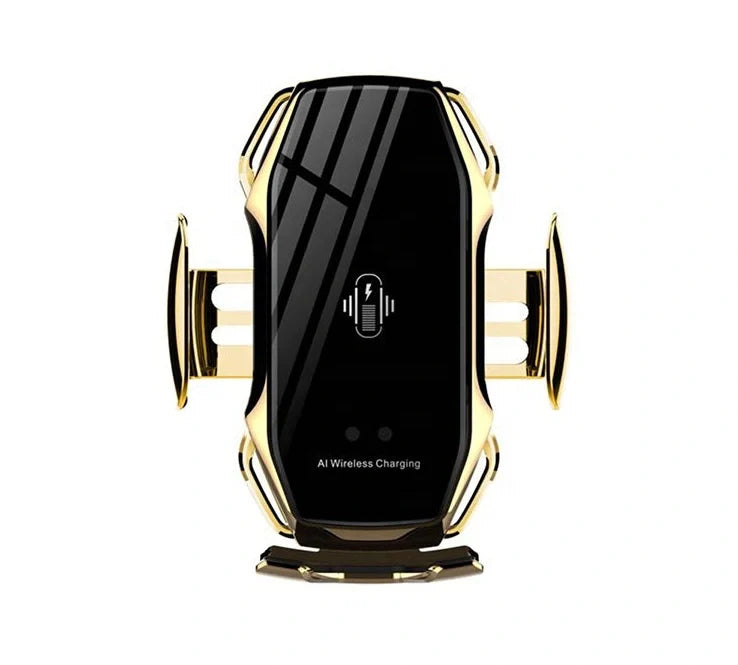 10W wireless car phone charger mounted on car air vent with LED indicator showing charging status