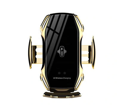 10W wireless car phone charger mounted on car air vent with LED indicator showing charging status