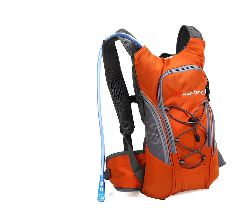 Black 10L polyester outdoor backpack 11x24x45cm for cycling hiking with 2-5L water bag space